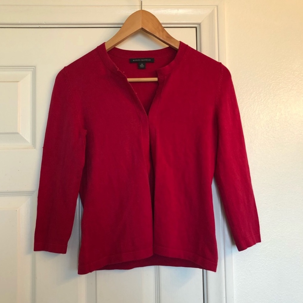 Banana Republic Hook Closure Cranberry Cardigan